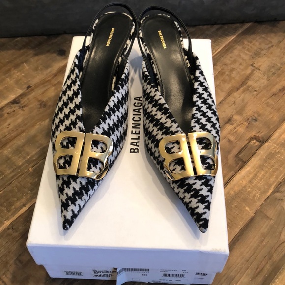 Balenciaga Shoes - Balenciaga BB Houndstooth Slingback Pump